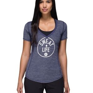 Lululemon Runner Up Tee Heathered Cadet Blue Size Small Lightweight Gym Core